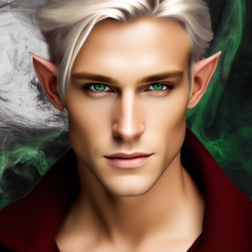Handsome middle-aged elf with green eyes and blonde hair, Theron art